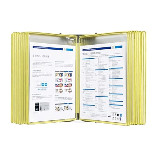 Wandhalterung Referenzsystem Schreibtisch Referenz 20 Sichttaschen, for die Präsentation und Aufbewahrung von A4-Dokumenten im Büro/Heim, einfach zu installieren(Yellow) von PZOFERLIN