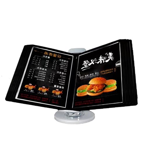 Wandhalterung Referenzsystem Schreibtisch Referenz 360° verstellbares Desktop-Flip-Display-Regal, 10-seitige doppelseitige Paneele, PVC und Metall for die Aufbewahrung von A4-Dokumenten im Restaurantb von PZOFERLIN