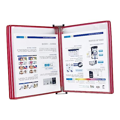 Wandhalterung Referenzsystem Schreibtisch Referenz Klappbarer Aktenhalter, 5 doppelseitige Felder, 10 Blatt-Universaltaschen, Wand-Ordner(Red) von PZOFERLIN