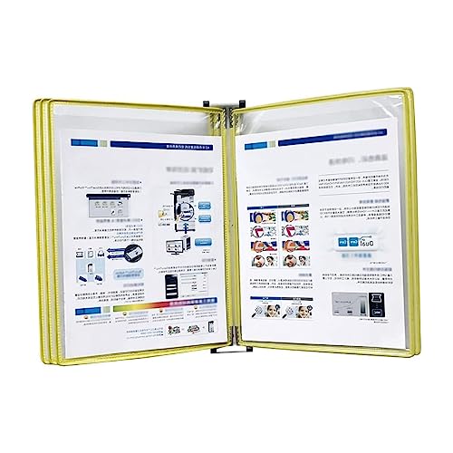 Wandhalterung Referenzsystem Schreibtisch Referenz Klappbarer Aktenhalter, 5 doppelseitige Felder, 10 Blatt-Universaltaschen, Wand-Ordner(Yellow) von PZOFERLIN