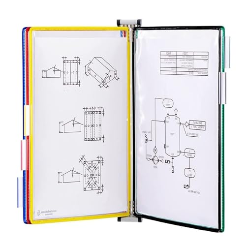 Wandhalterung Referenzsystem Schreibtisch Referenz PVC und Metall mit 5 A4-Papiertaschen, Desktop-Flip-Display-Ordner von PZOFERLIN