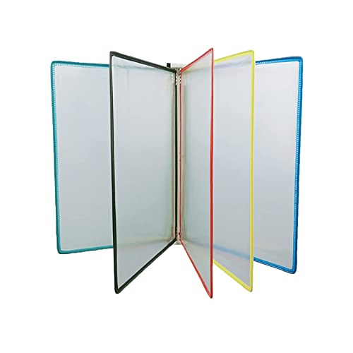 Wandhalterung Referenzsystem Schreibtisch Referenz Wandmontierter Aktenhalter mit 5 doppelseitigen Paneelen, A4-Ordner-Poster-Flip-Book-Display, transparenter Seitenständer aus PVC + Metall, L23 x H33 von PZOFERLIN