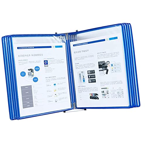 Wandhalterung Referenzsystem Schreibtisch Referenz Wandmontierter Präsentationsständer aus PVC und Metall | 10 A4-Taschen | Zur Beratung und Präsentation von Dokumenten, Menüanzeige(Blue) von PZOFERLIN