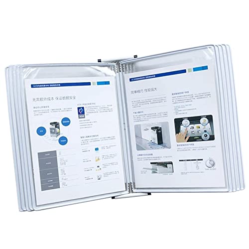 Wandhalterung Referenzsystem Schreibtisch Referenz Wandmontierter Präsentationsständer aus PVC und Metall | 10 A4-Taschen | Zur Beratung und Präsentation von Dokumenten, Menüanzeige(White) von PZOFERLIN