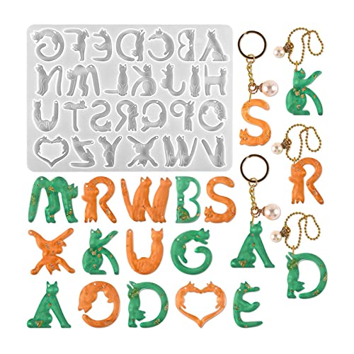 Alphabet Silikonformen | Buchstabenharz Katze Design Form Wiederverwendbare Buchstaben Gießen Epoxidharz Form für Harz Schlüsselanhänger, Schlüsselanhänger, Bleistifte, Schokolade Pacienjo von Pacienjo