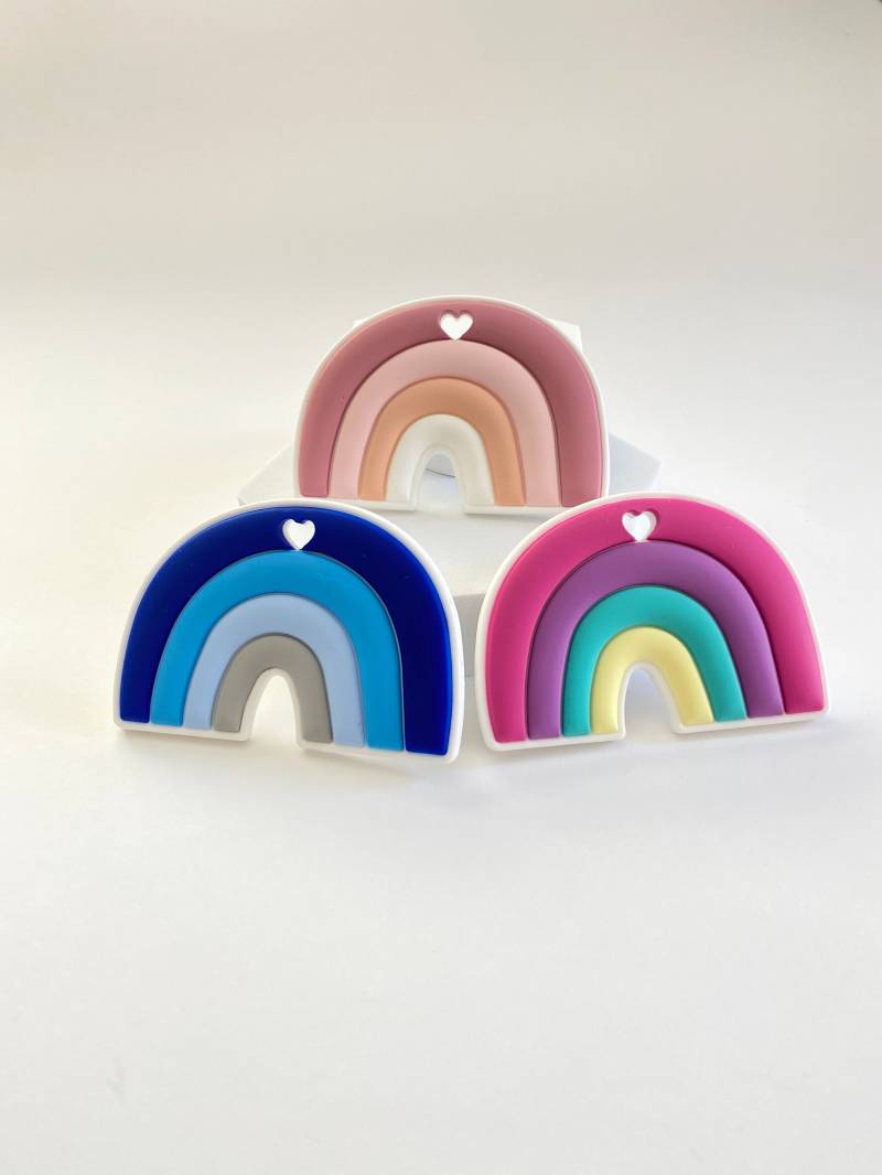 Silikon Regenbogen Kau| Pink Kauen| Blau Regenbogen Kauen| Knallrosa Kauen von PacificPacifiers