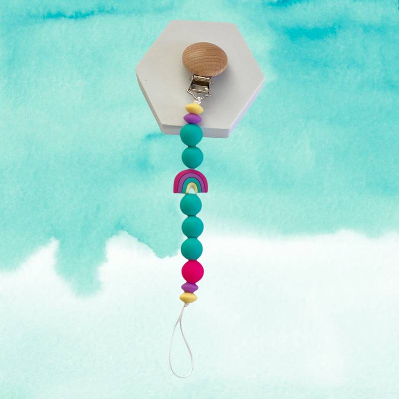 Teal Regenbogen Schnullerclip von PacificPacifiers