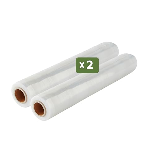 Pack And Move - Set mit 2 Rollen Stretchfolie – 300 m – transparent – Umzugsfolie – Verpackungsfolie Palette von Pack and Move