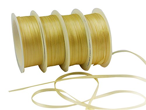 Packfix Doppelsatinband Dekoband, Garn, Creme, 4X 3mm x 10m, 4-Einheiten von Packfix