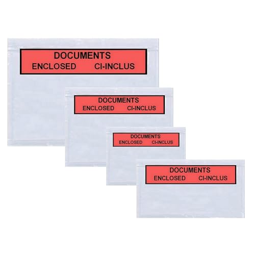 Lieferscheintaschen Selbstklebend - Dokumententasche Paket A6 A5 A4 Oder DL - Transparente Versandtaschen - Documents Enclosed - Zoll Dokumententasche - A4 | 315 x 225 mm - 100 Stück - Packy von Packy