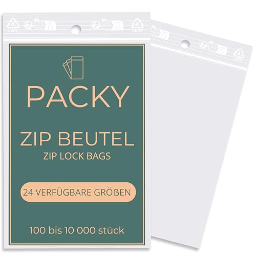 PACKY - Zip Beutel - Plastikbeutel Verschließbar - 24 Verfügbare Größen - 100 bis 10000 Stück - Zip Bag - Druckverschlussbeutel - Klein oder Groß - 10x15 cm 5000 Stück von Packy