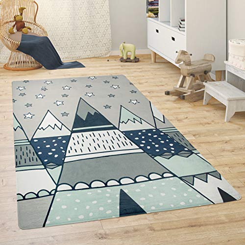 Paco Home Kinderteppich Teppich Kinderzimmer Spielmatte Babymatte rutschfest Modern Tiere Regenbogen Herz, Grösse:155x230 cm, Farbe:Grau von Paco Home