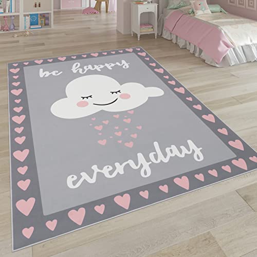 Paco Home Kinderteppich, Kinderzimmer Teppich m. Stern, Mond u. Karo Motiven, Grösse:180x280 cm, Farbe:Pink 6 von Paco Home