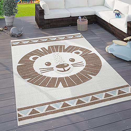 Paco Home Kinderteppich Kinderzimmer Outdoorteppich Spielteppich Tiermotive Modern 3D, Grösse:140x200 cm, Farbe:Beige von Paco Home