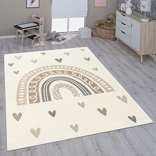 Paco Home Kinderteppich Teppich Kinderzimmer Mädchen Jungs Verschiedene Motive Und Größen, Grösse:120 cm Rund, Farbe:Beige von Paco Home