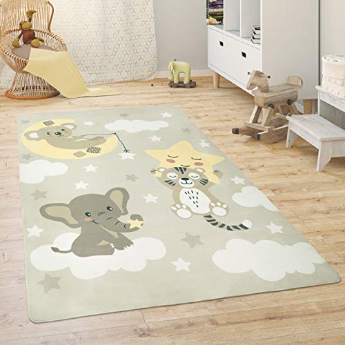 Paco Home Kinderteppich Teppich Kinderzimmer Spielmatte Babymatte rutschfest Modern Tiere Regenbogen Herz, Grösse:120x160 cm, Farbe:Beige von Paco Home