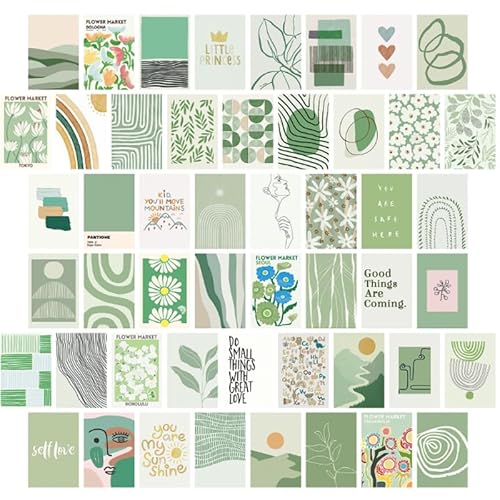 50-Piece Postcard Wall Collage Set Green Premium Wall Collage Kit Aesthetic Wall Collage Indie Room Decor Living Room Wall Collage Set Adrette Raumdekoration für das Schlafzimmer eines Mädchens von PacuM