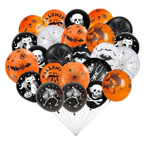 Halloween Ballons 100 Stück Halloween Folienballons Halloween Party Deko Set Happy Halloween Luftballons Banner Halloween Party Dekoration Set KüRbis Ghost Fledermaus Ballon für Halloween Party Deko von PacuM