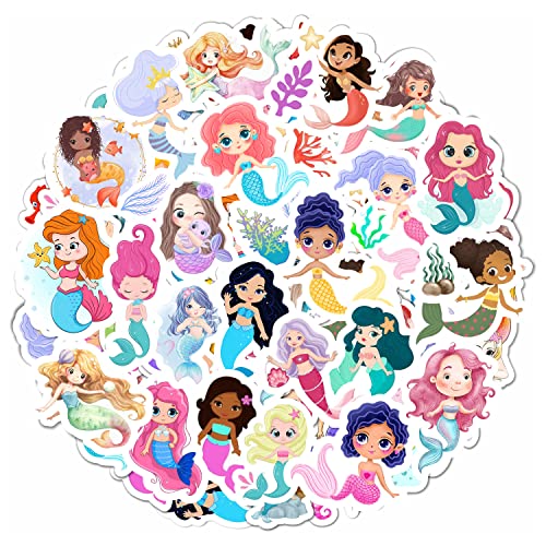 Magical Mermaid Sticker Set | Aesthetic Stickers for Laptops | Waterproof Vinyl Stickers for Water Bottles, Birthday Decorations von Padabayka