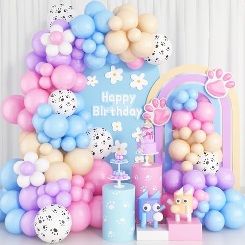 185 Stück Luftballon Girlande Hund Paw und Pastell Farbenen Ballons, Ballongirlande Paw Rosa Lila und Blau Beige Patrol Set für Kinder Gender Reveal Baby Shower Geburtstags und Welpen Party Deko von Paeyeq