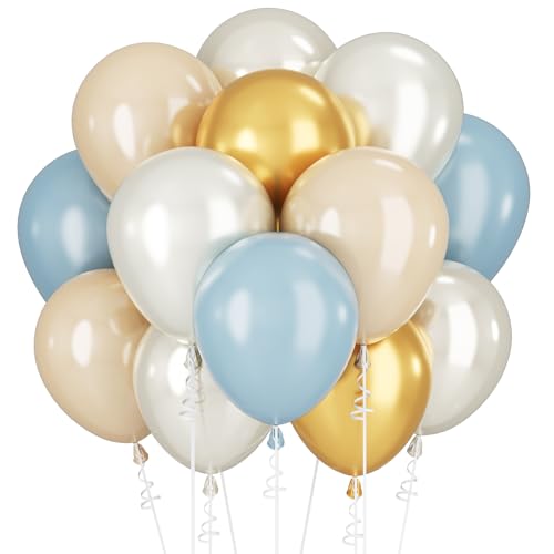 Luftballons Blau Weiß Gold Ballons 12 ZOLL Hellblau Braun Beige Luftballon Neutral Doppelter Ballon Bär Geburtstag Party Dekorationen Taubenblau Erröten Perlweißer Sand Helium Latex Ballons Babyparty von Paeyeq