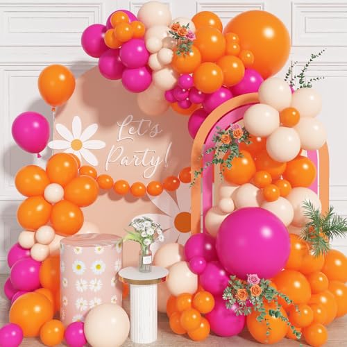 Luftballon Girlande Rosa und Orange, 118 Stück Orange Pink Ballons Partydeko, Pastell Orange Rosa Latex Ballongirlande für Mädchen Frauen Geburtstag Jahrestag Babyparty Verlobung Tropische Deko von Paeyeq