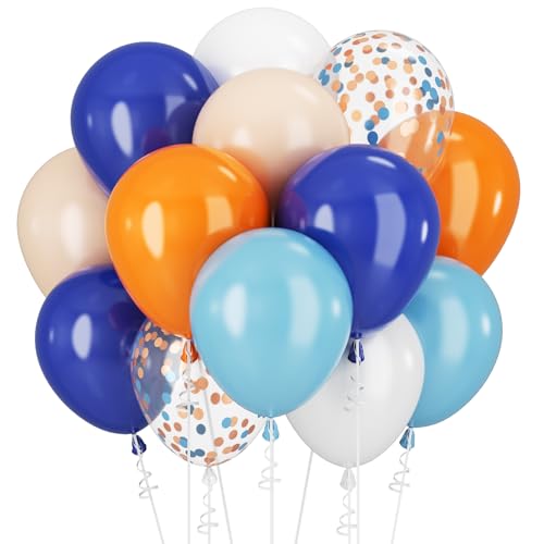 Luftballons Blau Orange Weiß Ballons Luftballon Marineblau Dunkel Hellblau Gold Konfetti Ballons Hund Pfote Geburtstag Party Dekorationen 60STÜCK 12ZOLL Patel Orange Helium Latex Ballon Babyparty von Paeyeq