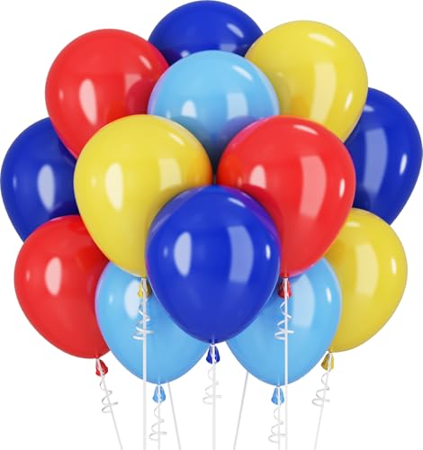 Luftballons Blau Rot Gelb Ballons Königsblau Gelb Rot Luftballon Pfote Party Dekorationen Karneval Zirkus Geburtstag Zubehör 60STÜCK 12ZOLL Hellblau Rot Gelb Helium Latex Ballon von Paeyeq