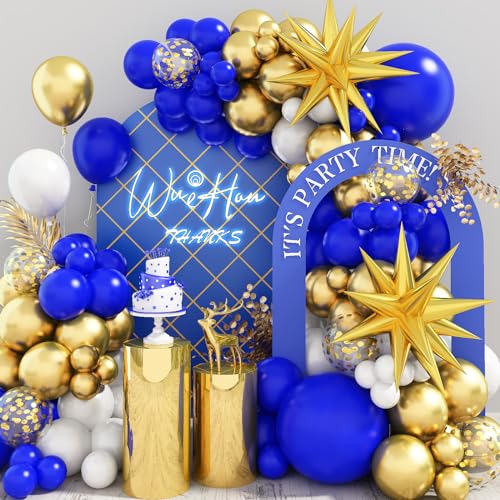 Luftballons Girlande Blau, Luftballons Geburtstag Blau Gold, Ballon Girlande Blau Gold und Konfetti Ballons mit Gold Explosion Stern Folienballon für Junge Geburtstag Absolvent Party Dekoration von Paeyeq