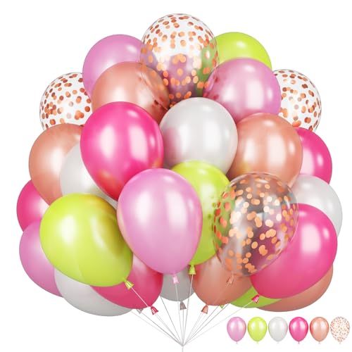 Tropische Luftballons Hawaii Deko 60 Stück 12 Zoll Grüne Rosa Ballons Flamingo Sommer Geburtstag Party Roségold Konfetti Latex Ballons Strand Hochzeit Party Dekoration Aloha Luau von Paeyeq