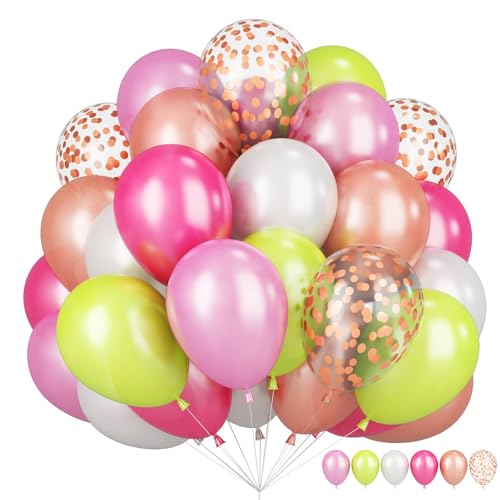 Tropische Luftballons Hawaii Deko 60 Stück 12 Zoll Grüne Rosa Ballons Flamingo Sommer Geburtstag Party Roségold Konfetti Latex Ballons Strand Hochzeit Party Dekoration Aloha Luau von Paeyeq