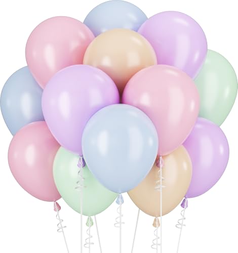 Luftballons Pastell Ballons Buntes Luftballon Assortierte Farben Pastellrosa Blau Lila Ballons Groovy Regenbogen Geburtstag Party Dekorationen 60STÜCK 12ZOLL Grüner Akt Helium Latex Ballon Babyparty von Paeyeq