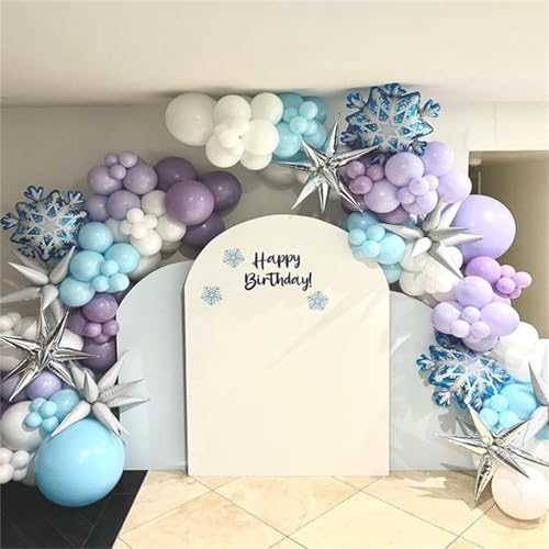 Frozen Geburtstagsdeko Luftballon Girlande, Ballons Girlande Winter Deko Blau Lila mit Schneeflocke Silber Explosion Stern Folienballons für Mädchen Geburtstag Babyparty Weihnachts Party Dekorationen von Paeyeq