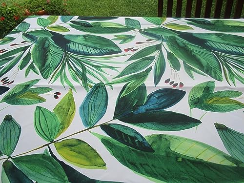 Pago Poco Rechteckige Tischdecke, schmutzabweisend, 100 % wasserabweisend, Motiv: tropische grüne Palme, hergestellt in Italien, bügelfrei. (140 x 180 cm) von Pago Poco