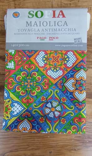 Pago Poco Rechteckige Tischdecke, schmutzabweisend, Motiv: Maiolica, Multicolor, 100 % wasserabweisend, in allen Größen, kein Bügeln von Pago Poco