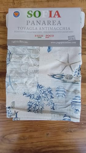 Pago Poco Rechteckige Tischdecke, schmutzabweisend, Muster Meer Koralle und Fische hellblau mit Seestern. 100% wasserabweisend. In allen Größen bügelfrei. (140 x 230) von Pago Poco