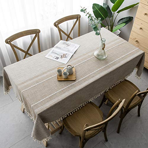 Pahajim Tischdecke Rechteckige Tischdecke Baumwolle Leinen Quaste Tischdecke tischdecke abwaschbar für Speisetisch Picknick-Party Tischdecke(Asymmetrie - Kaffee, Rechteckig/Oval, 140 x 300 cm) von Pahajim