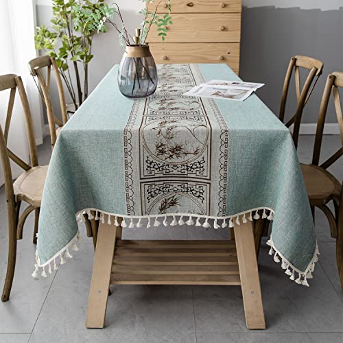 Pahajim Tischdecke Abwaschbar Baumwolle Leinen Tischdecke mit Quaste Boho Tischdecke Einfaches Streifen Küchentischdecke für Outdoor-Garten, Couchtisch Esstisch Dekoration von Pahajim