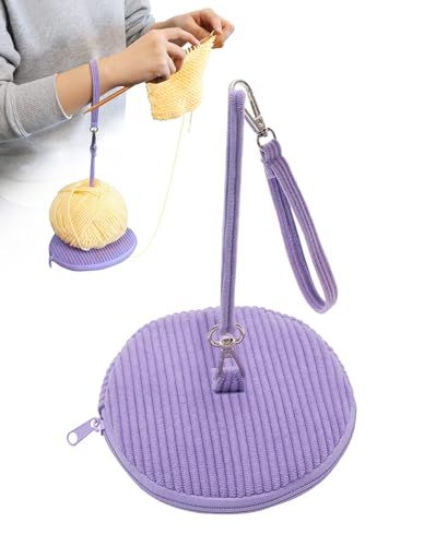 Handgelenk-Garnhalter, kleine Häkeltasche, tragbarer Garnhalter mit Handschlaufe, Damen-Geschenktasche für Outdoor-Reisen, Spaziergänge (abgerundet - 2, Violett) von PainZieteg