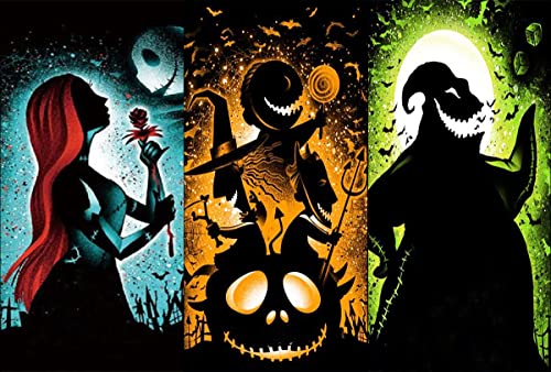 Jack and Sally Gestempelte Kreuzstich-Sets – Halloween, gedruckter Kreuzstich für Anfänger und Erwachsene, Maße, gedruckte Muster, Stickerei, Kreuzstich-Set, Kunst und Handwerk (11 Karat ohne Rahmen) von Paintcolor