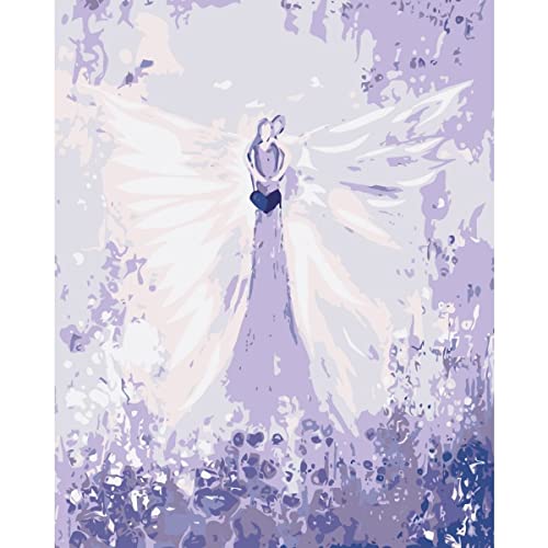 Painteree DIY set | Malen nach Zahlen erwachsene | Embrace Angel von Lenka (40x50 cm) | Eingerahmt auf einem Holzrahmen mit Pinsel und Acrylfarben set von Painteree