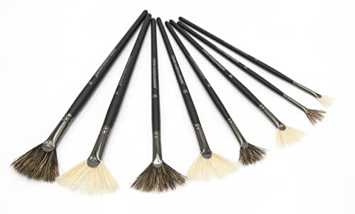 Paintersisters® Fächerpinsel 8er-Set, Naturborsten, Pinselset für Acryl- und Ölfarbe, Landschaftsmalerei, Künstlerpinsel zum malen, Pinsel aus Naturhaar von Paintersisters