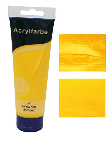 Paintersisters® Acrylfarben 120 ml, freie Farbwahl aus 24 Farbtönen, original Künstler-Qualität, zum Malen auf Keilrahmen, Leinwand (03 mittelgelb) von Paintersisters