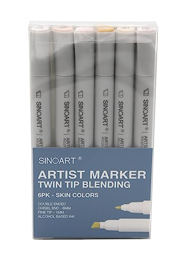 Paintersisters® Alkohol Marker Set Helle Hauttöne 6er-Set, Twinmarker für Comic, Manga Stifte Sketch, Architektur, Illustration Layoutmarker von Paintersisters