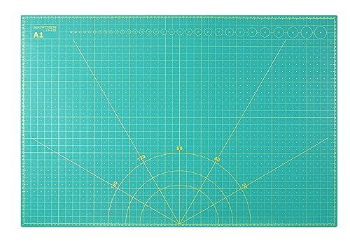 Snyderline® Schneidematte DIN A1 (60 x 90 cm) in grün - beidseitig nutzbar, selbstheilende Schneideunterlage, Bedruckt in cm & inch von Snyderline