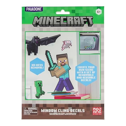 Minecraft Offiziell lizenzierte Fensteraufkleber, Gamer-Dekoration und Geschenke für Jungen und Mädchen, wiederverwendbares Overworld-Gaming-Zubehör, Klassenzimmer- oder Schlafzimmer-Akzente Paladone von Paladone