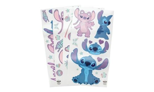 Paladone Offiziell lizenzierte Disney Lilo und Stitch Wandsticker für Kinderzimmer, wiederverwendbare Cartoon-Wanddekoration für Jungen und Mädchen, rosa und lila Dekor und Geschenkaccessoires von Paladone