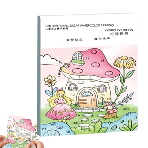 Palaufr Aquarell-Malbuch, Aquarell-Malbuch, Buntes Cartoon-Malbuch, Aquarell-Zeichenbuch-Set, Skizzenbuch für Kinder und Erwachsene, Kunstdruckpapier zum Zeichnen und Malen von Palaufr