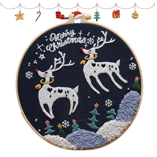 Palaufr Weihnachten Kreuzstiche Set Ornamente, gestickte Kreuz-Kits, handgesticktes Kreuzstich-Materialset für Anfänger von Palaufr