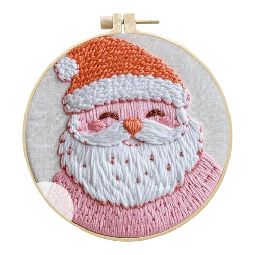 Palaufr Weihnachts-Sticksets für Erwachsene, Weihnachts-Stickset,Nähmuster Handstickerei Ornament | Stick-Übungsset, vielseitiges Nadelspitzen-Reifen-Set für Büros und Wohnzimmer von Palaufr